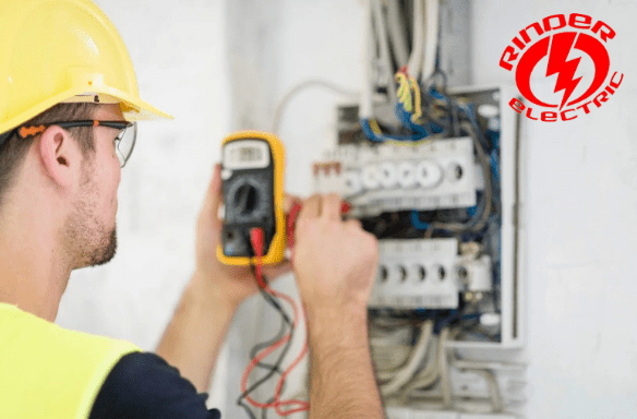 A man holding a multimeter in his hand.