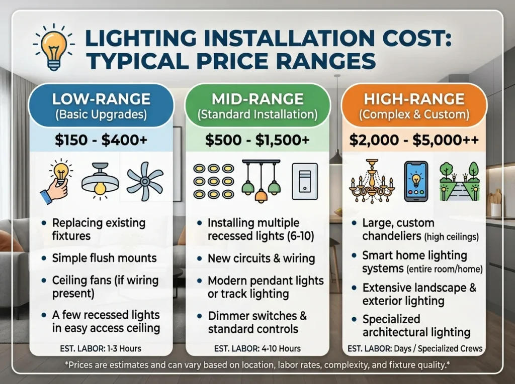Lighting Installation Cost Typical Price Ranges