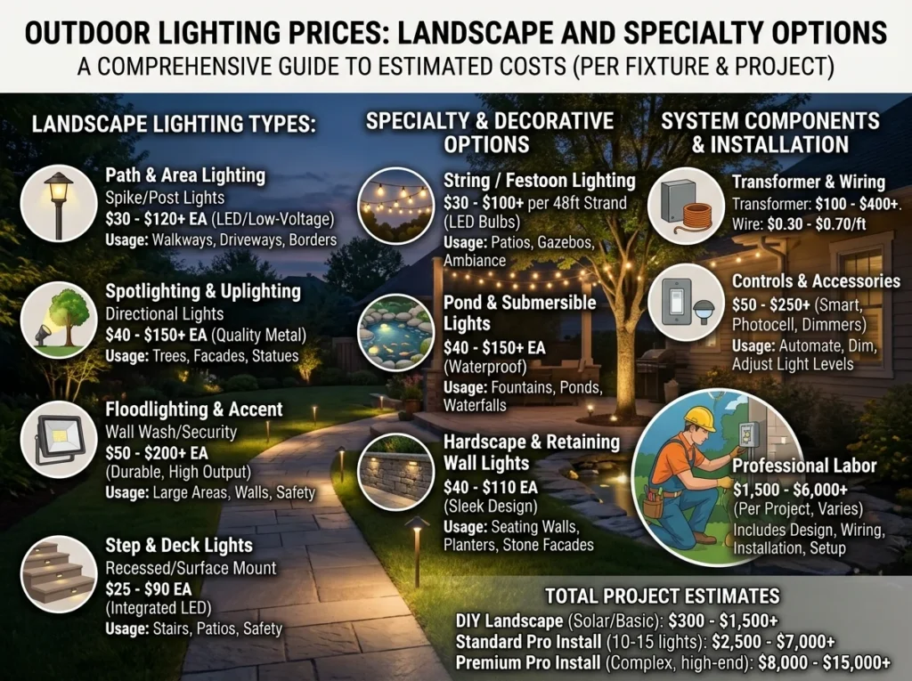 Outdoor Lighting Prices Landscape And Specialty Options