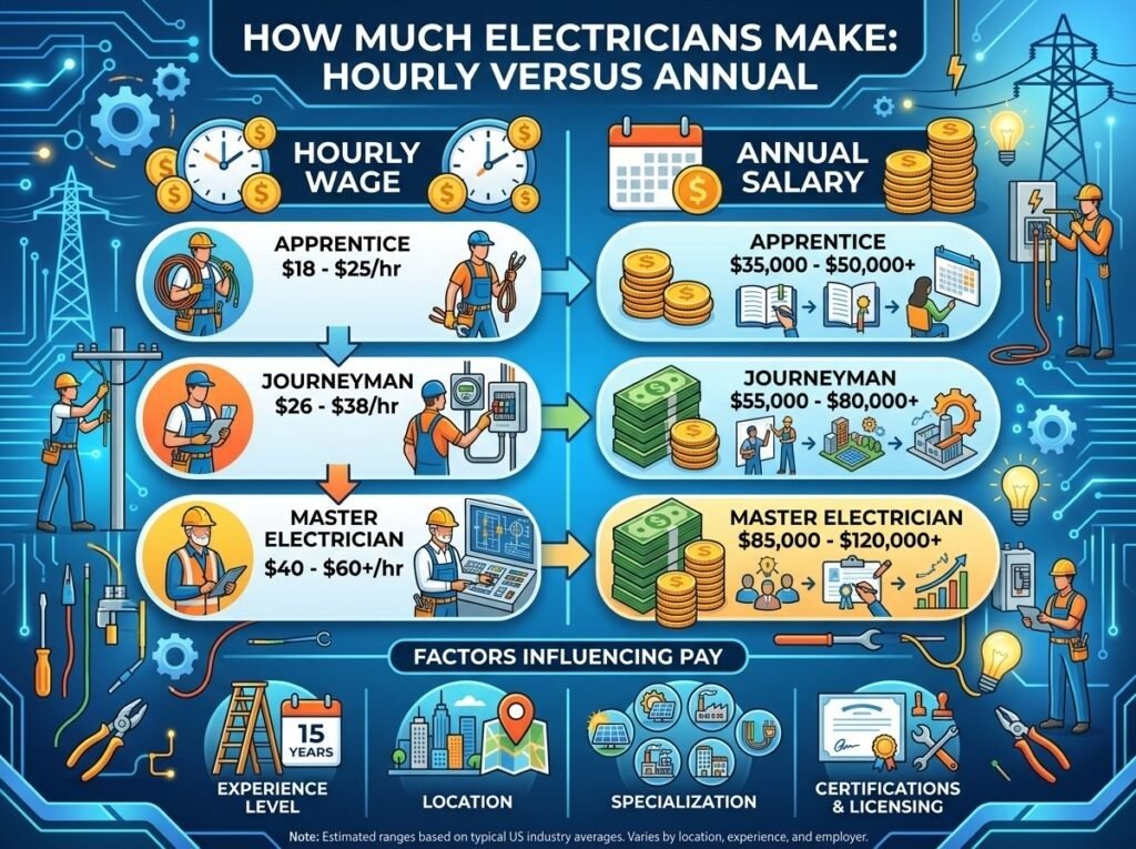 How Much Electricians Make: Hourly Versus Annual